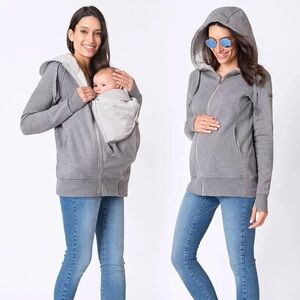 Seraphine Size Small Gray Women's Maternity Hoodie